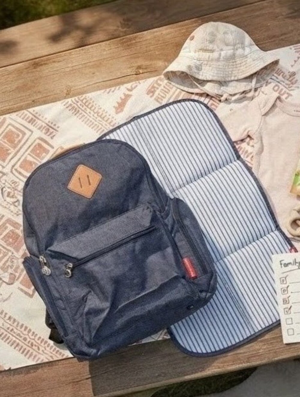 Fisher-Price River Blue Unisex Multi-Pocket Baby Diaper Bag & Changing Pad